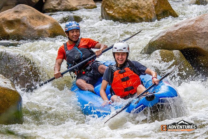 10KM Inflatable Kayaking and 3HR Trekking Adventure - Safety, equipment, and the end at camp