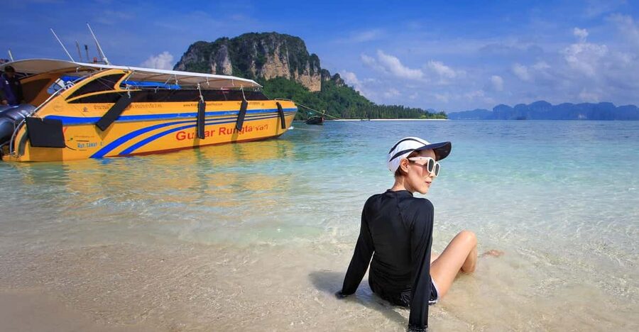 Ao Nang: 4 Islands Day Tour by Speedboat or Longtail Boat - Tup Island and the tide-shaped sandbar