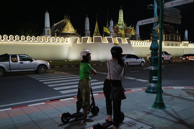 Bangkok at Night by Electric Scooter - The Grand Palace lit up from outside