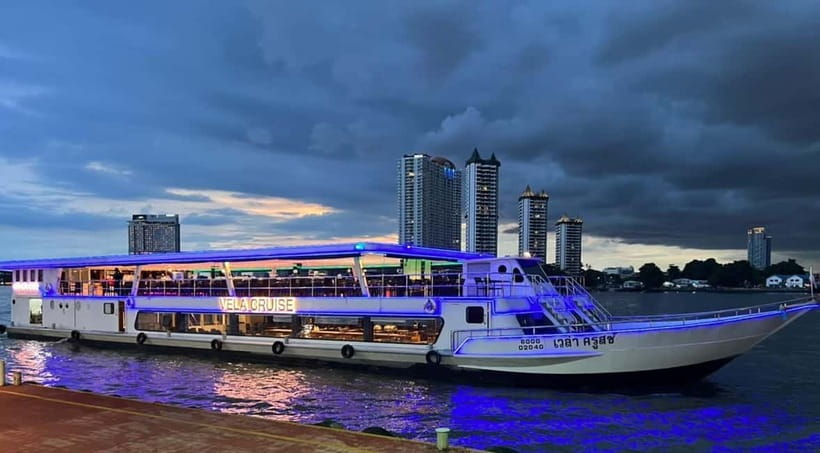 Bangkok: White Orchid Chao Phraya Cruise, Thai Buffet & Beer - Dinner: seafood, Thai dishes, and a crowded buffet