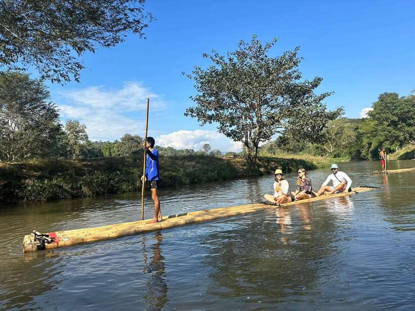 Chiang Mai: Elephant Sanctuary, Waterfall & Bamboo Rafting - Bathing and feeding in the river