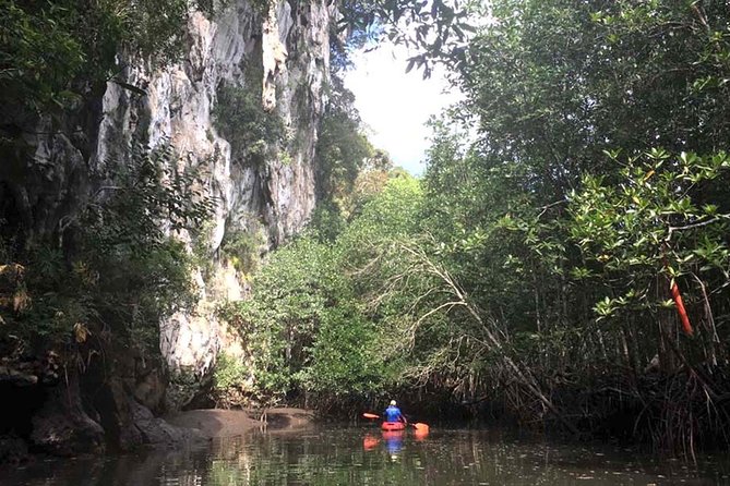 Deep Mangrove and Canyon Kayak Tour in Krabi - Launching across the estuary