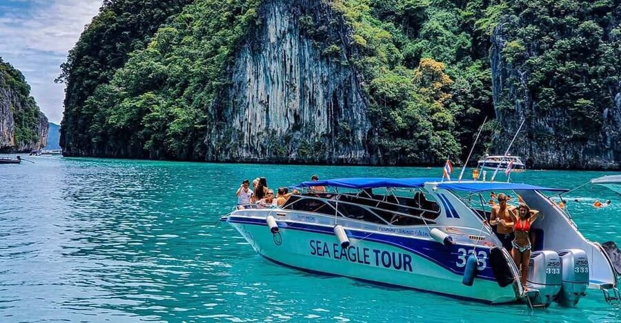From Krabi: Phi Phi Islands Speedboat Day Tour - Viking Cave and Monkey Beach from the boat