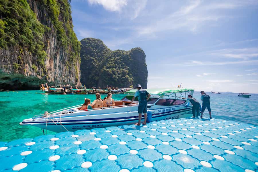 From Phi Phi Island: Maya Bay Sunset & Plankton by Speedboat - Viking Cave from the water