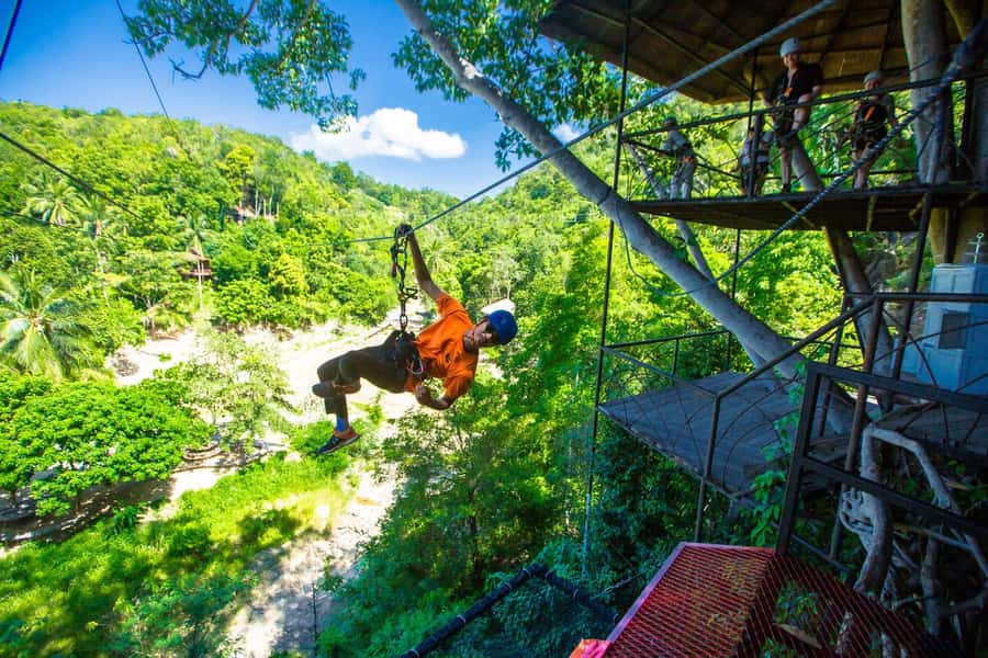 Ko Pha Ngan: Sky-High Zipline & Wang Sai Waterfall Views - Fruit and juice at the Sky Table