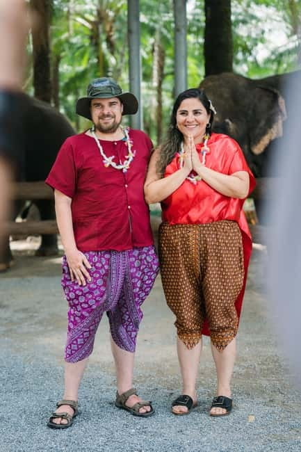 Krabi: Elephant Feeding Program with Traditional Thai Dress - Thai costume before the elephants