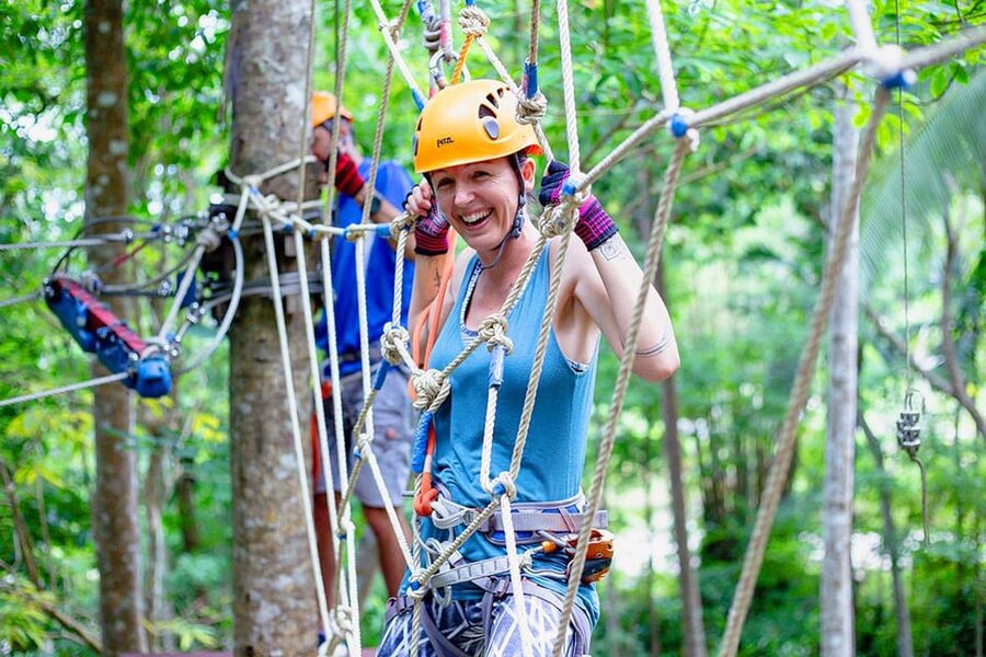 Krabi: Ultimate Zipline Games Challenge - The 80-meter double zipline is the main rush