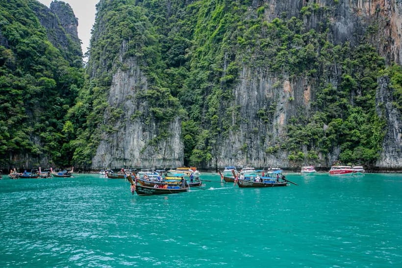 Phi Phi: Half Day Long Tail Boat to Maya Bay - Viking Cave from the water