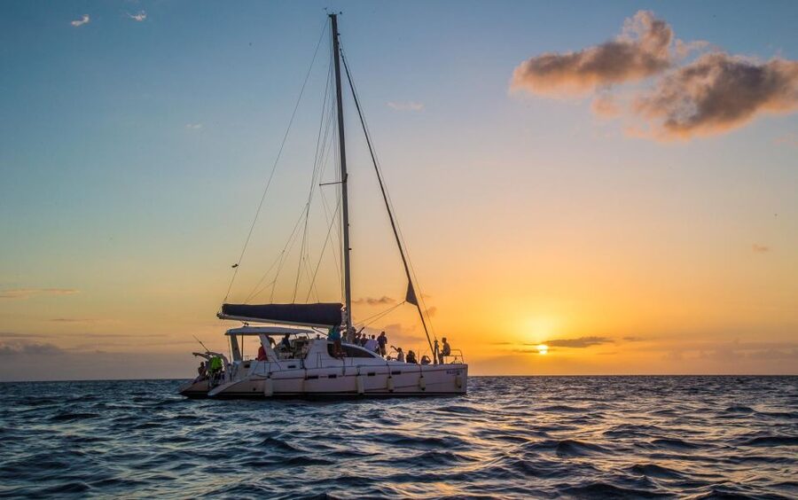 Phuket: Coral Island & Sunset Dinner by Sailing Catamaran - Dinner near Promthep Cape at sunset