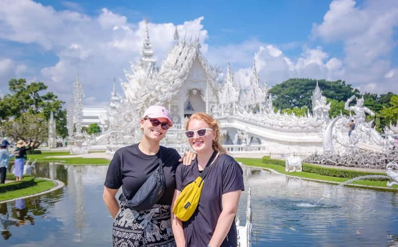 Red, Blue, White Temples & Hot Spring Trip from Chiang Mai - Wat Rong Khun and its white mirrored details