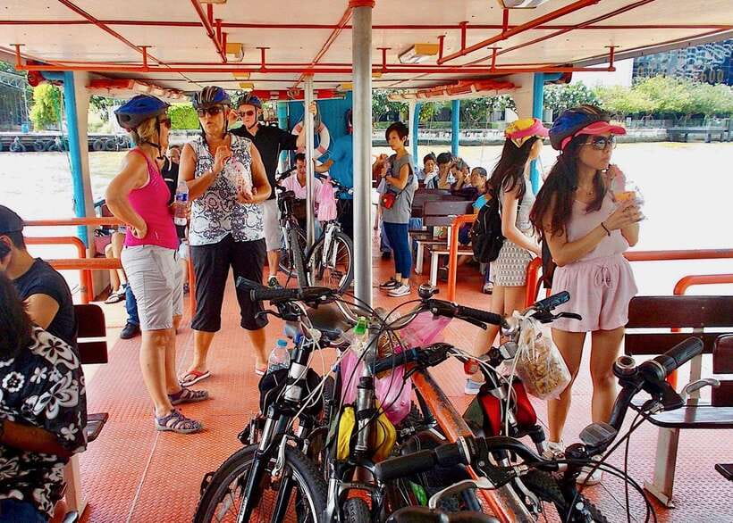 Thai culture and Bangkok local life guided bike tour - The ferry ride closes the loop